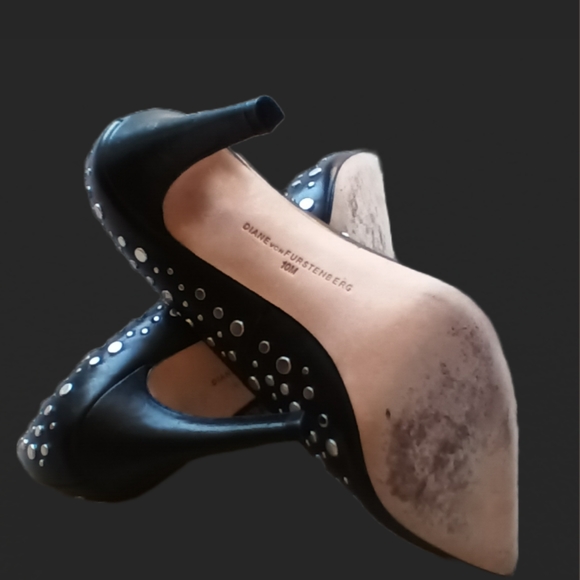 Diane Von Furstenberg Black Studded Heels - Picture 5 of 6
